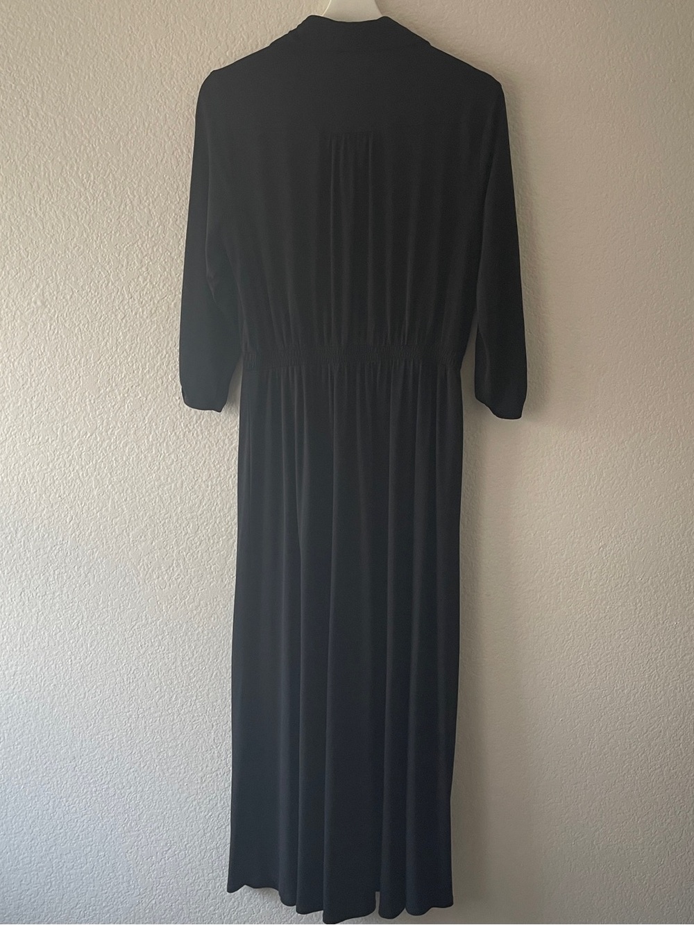 Ryan Michelle Classic Black Button-Front Maxi Dress with Decorative Waist Accent - Picture 9 of 9
